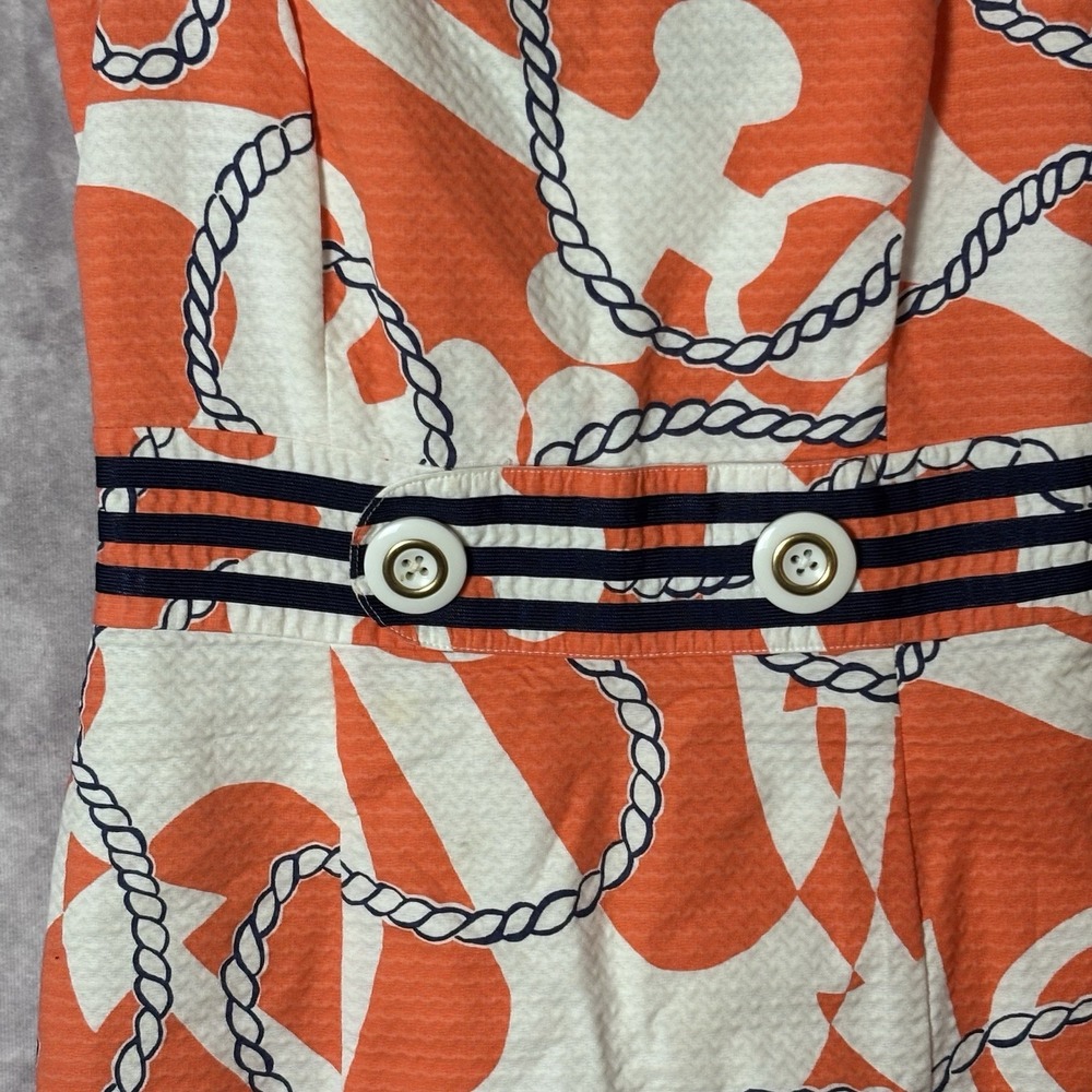 Lilly Pulitzer Orange and White Rope Print Mini Dress - Picture 2 of 6